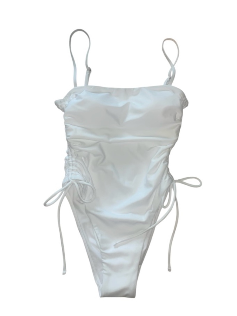 No Boundaries White One-Piece Swimsuit with Side Ties